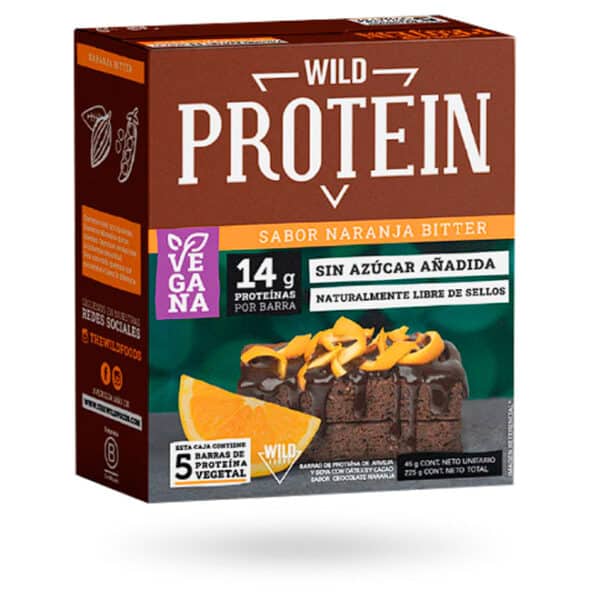 wild protein vegana 5x45grs naranja bitter wild foods